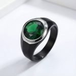 Oval Emerald Black Gold Ring | Modern Oval Emerald Ring - Image 4