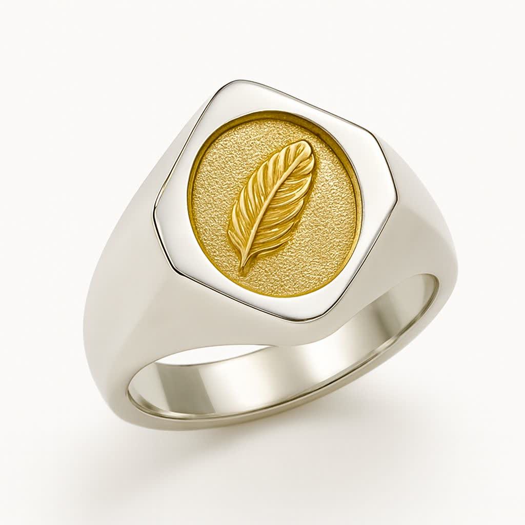 photo_2026-02-23_17-32-51 14K Gold Feather Signet Ring – Timeless Grace - Image 1
