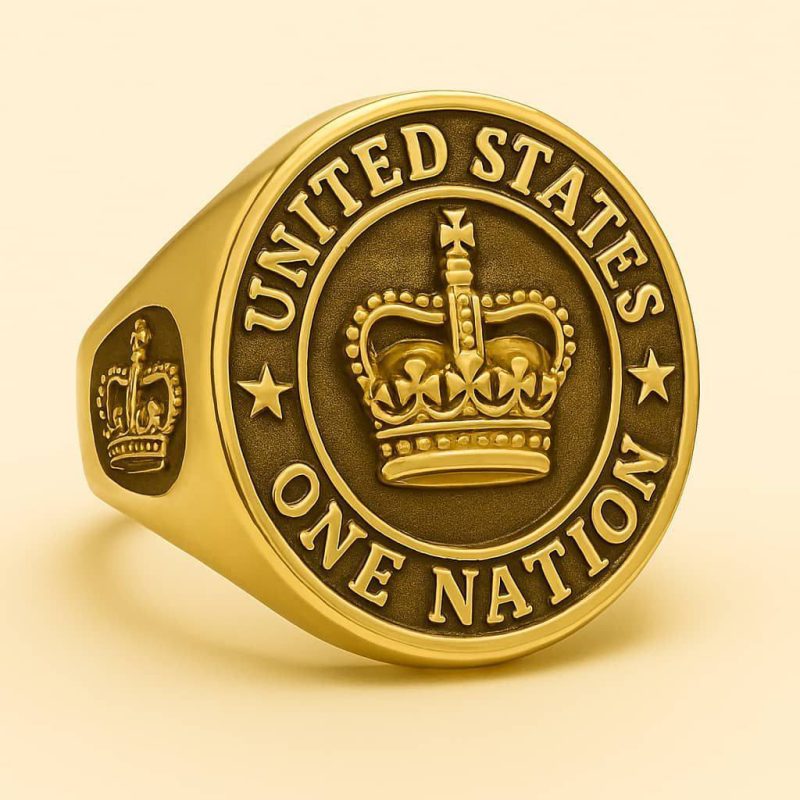 14K Gold Crown Emblem Ring