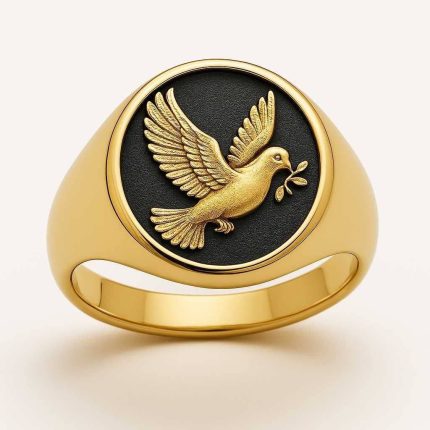 14K Gold Dove of Peace Ring