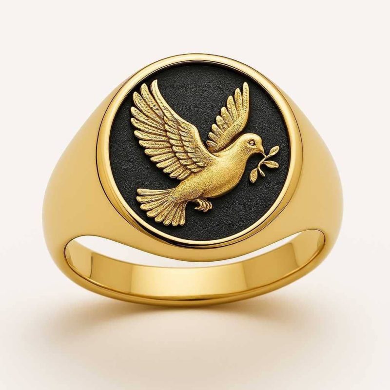 14K Gold Dove of Peace Ring