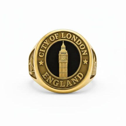 14K Gold London Emblem Ring