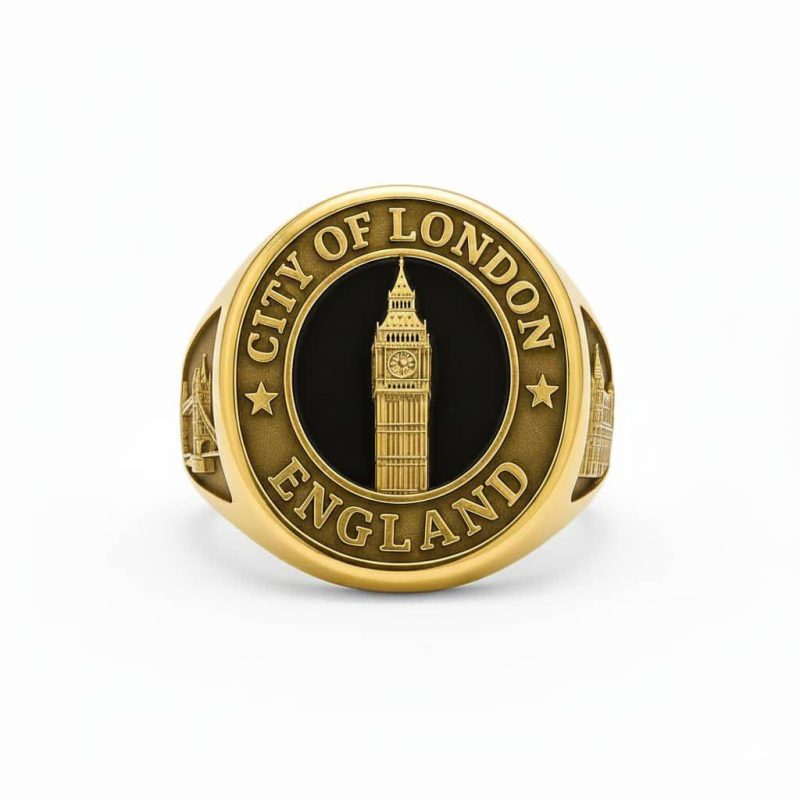 14K Gold London Emblem Ring