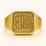 14K Gold New York Skyline Ring