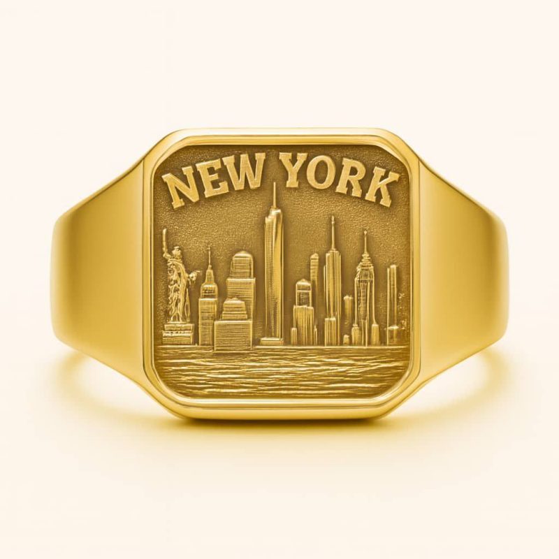 14K Gold New York Skyline Ring