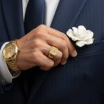 14K Gold Floral Emblem Ring - Image 3