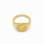 14K Gold Feather Emblem Ring - Image 2